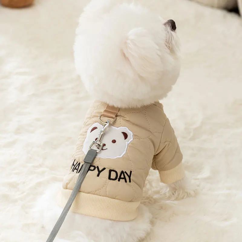 

Happy Little Bear Tows Two Feet Cotton Coat Pet Teddy Warm Jacket Dog Cute Down Coat Animal Pattern Dog Clothes