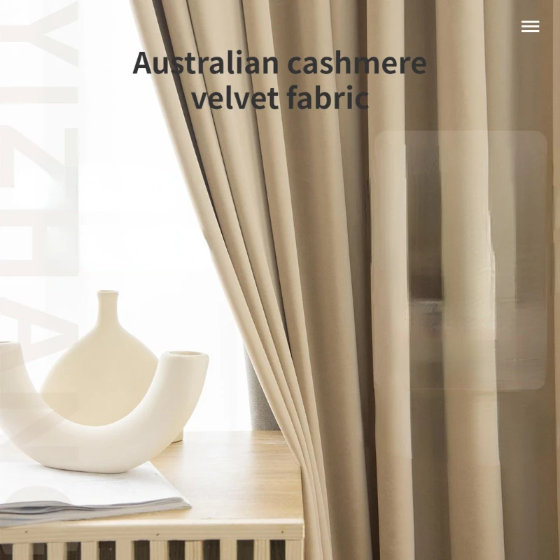 

Japanese style rustic simple blackout Australian wool velvet curtains with thick fabric hanging down the living room bedroom