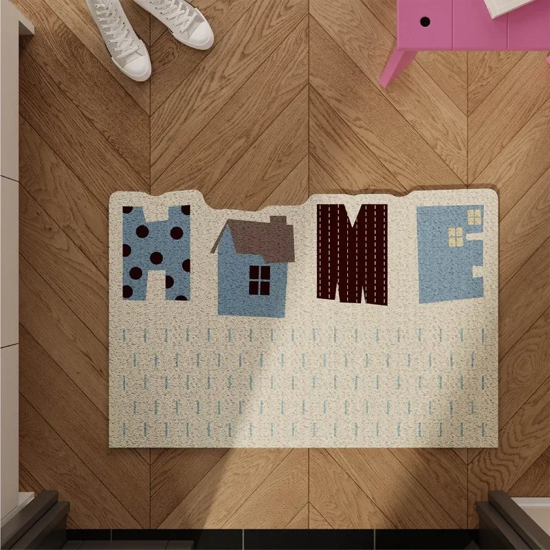Korean Style Entrance Doormat, Cuttable Non-Slip Dirt Resistant Easy Clean Floor Rug, Cartoon Pattern Hallway Front Door Mat