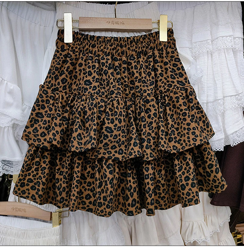 

Sexy Leopard Print Skirts For Women's 2024 Faldas Mujer Moda High Waist A-line Jupe Fashion Korean Saia Casual Mini Y2k Skirt