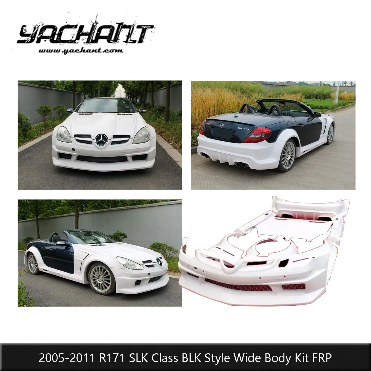 FRP BLK Style Wide Body Kit Fit For 2005-2011 R171 SLK Class Full Body Fender Flare Aero Conversion Kit
