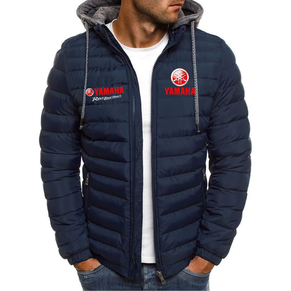 

Yamaha men's pure color jacket, pure cotton coat, thickened stand collar hooded jacket, fashionable winter warm jacket