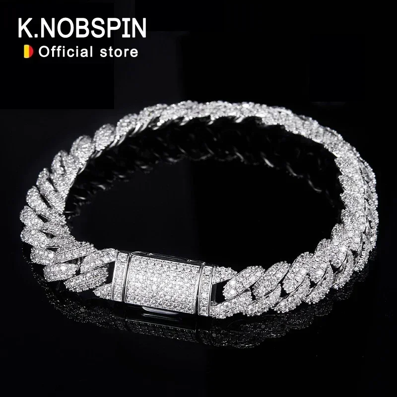 

New All Moissanite Cuban Hip Hop Bracelet for Men 6mm 8mm Full Diamond with GRA 925 Sterling Silver Teen Girls Chain