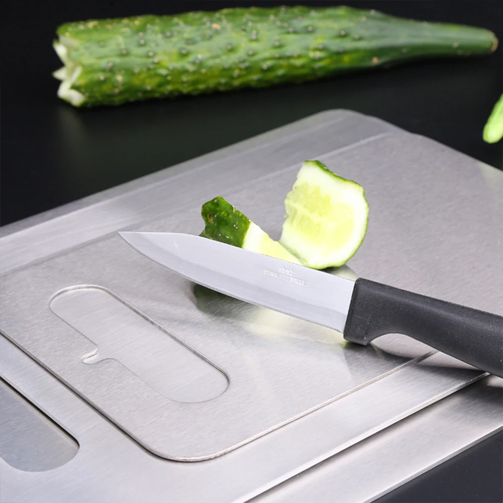 

Stainless Steel Cutting Board Solid Wood Tray for Kitchen Steak Meat Chopper Mini