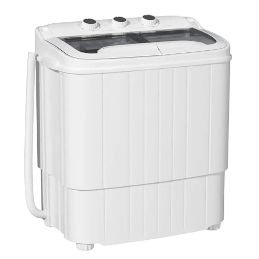 Portable Washing Machine 16lbs Compact Portable Washer 9.6lbs and Dryer(6.4lbs) Combo with Timer Knobs Twin Tub Mini Laundry Wa