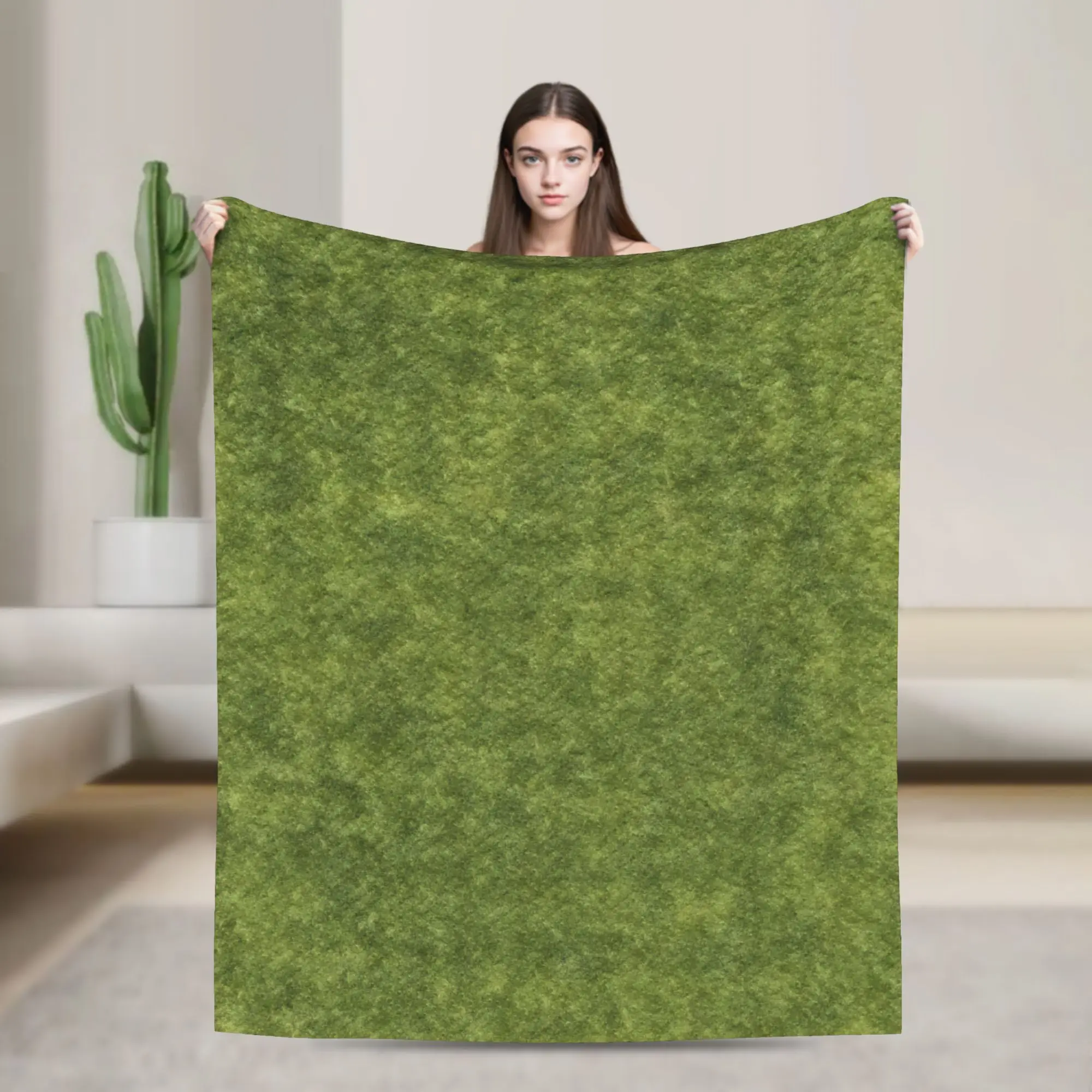 Grass Battlemat Grassland Land Greenery Blanket  Camping Flannel Throw Blanket For Couch Chair Sofa Bed Warm Soft Bedspread Gift