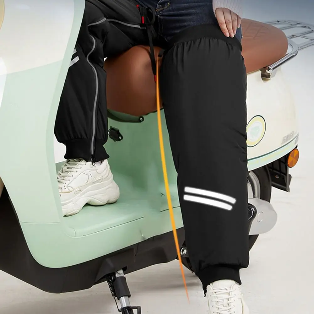 Cold-Proof Zipper Thermal Kneecap Reflective Fleece-lined Warm Legs Sleeves Waterproof Comfortable Electric Vehicle Knee Pads