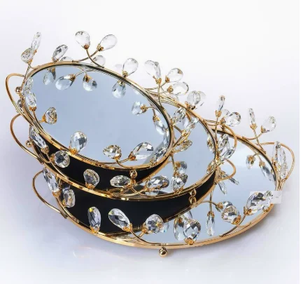 Großhandel Ramadan Art Deco Britisches Luxusdesign Goldenes Rechteckiges Spiegel-Serviertablett