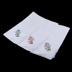 Écharpes en dentelle brodée de fleurs blanches pour femmes, Hanky Hankie, 12x