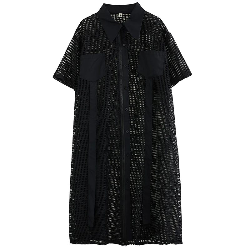 夏のファション、ミセス・シートタフ・ケット・イルト・ドゥ・アルプ・襟付きジッパー・ワンピース・Aラインスカート・ポリエステル生地・ミディ丈・ドゥ・アルプ