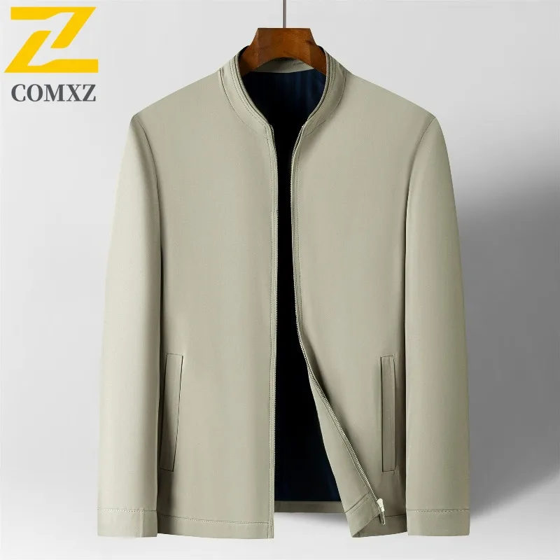 COMXZ Stand Collar Men Jacket Brand Luxury Business Casual Coat Premium Fashion Commuter Office Spring Autumn Outerwear