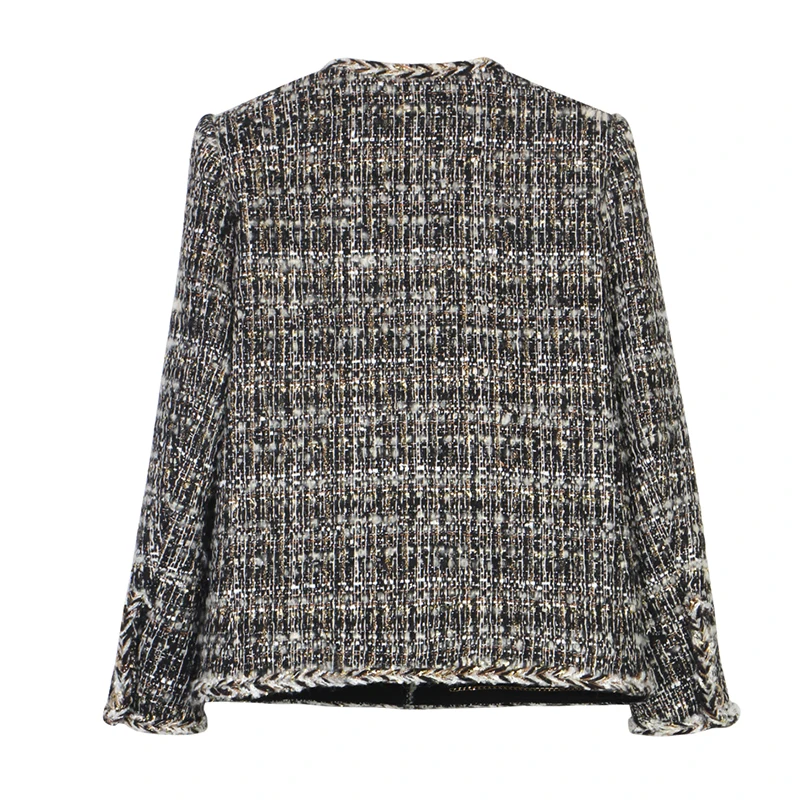 New Fashionable and Elegant Light Luxury Socialite High-End Temperament Blended Tweed Texture Small Fragrance Jacket