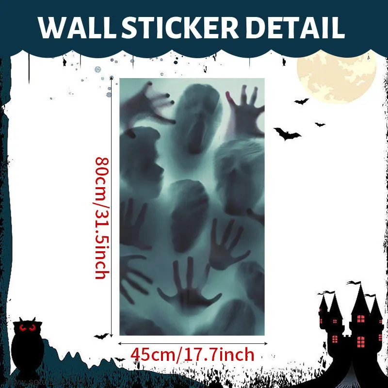 Halloween Window Stickers Bloody Handprint Horror Ghost Shadow Door Wall Scary Decal Home Party Decoration Scary Sticker Toys