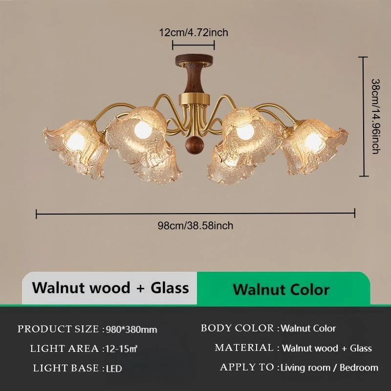 ثريا على طراز العصور الوسطى لغرفة المعيشة مصنوعة من خشب الجوز والنحاس، مع مظهر راقي ونمط صدع الجليد #5