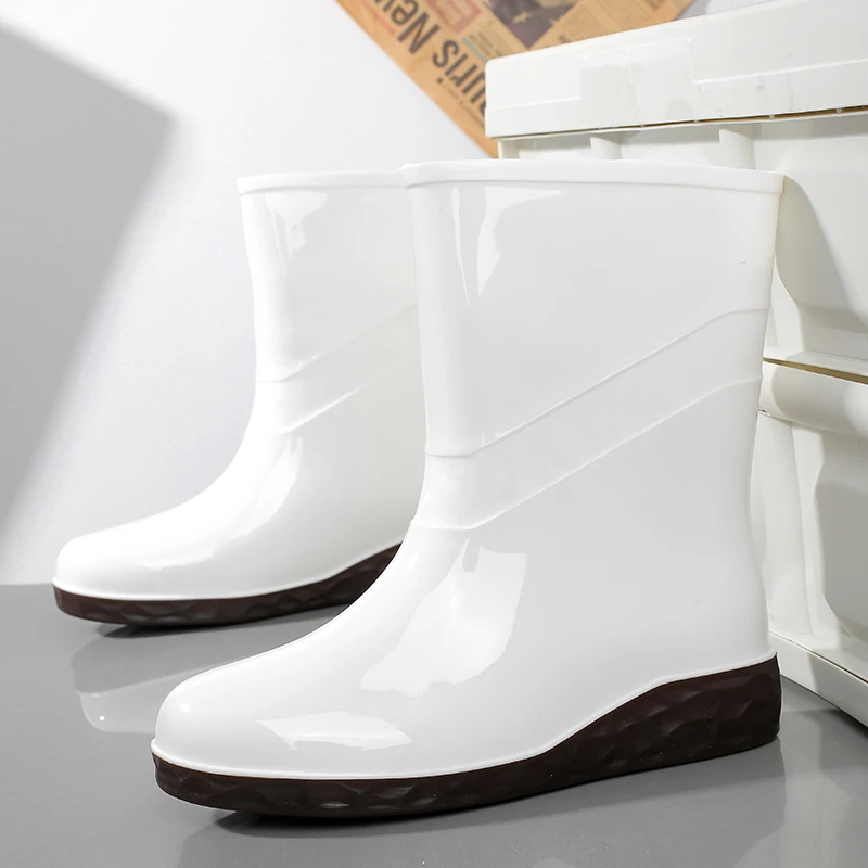 Women High-end Waterproof Rain Boots Women's Knee-length Fashion Rubber Rain Boots Girls' Shoes Rain Boots PVC Waterproof Shoes view 5