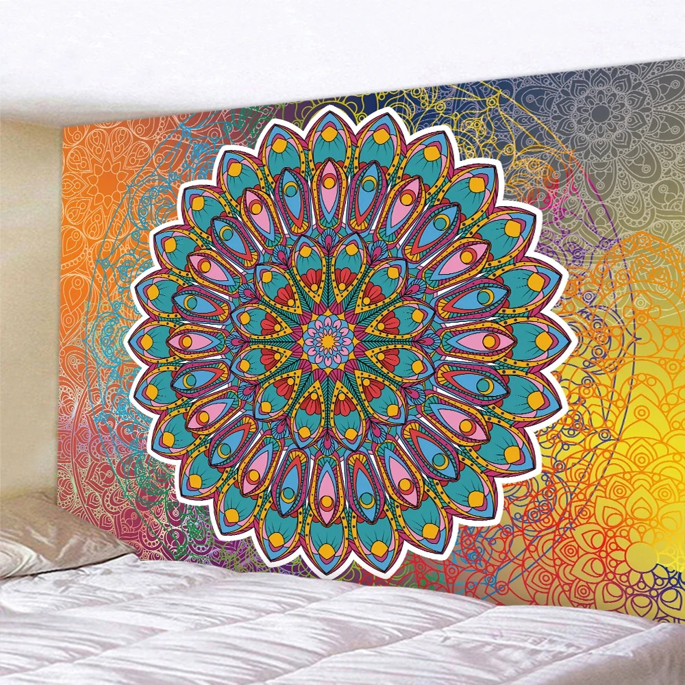 Indian mandala psychedelic scene home decoration tapestry tarot bohemian wall hanging yoga mattress bedroom wall decoration