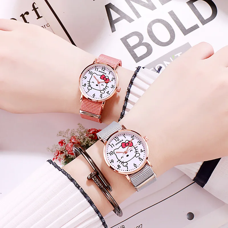 

Sanrio Hello Kitty Watch Kawaii Exquisite Decorative Anti-Fall Quartz Watch Cartoon Anime Figure Cute Children Girl Gift Fashion