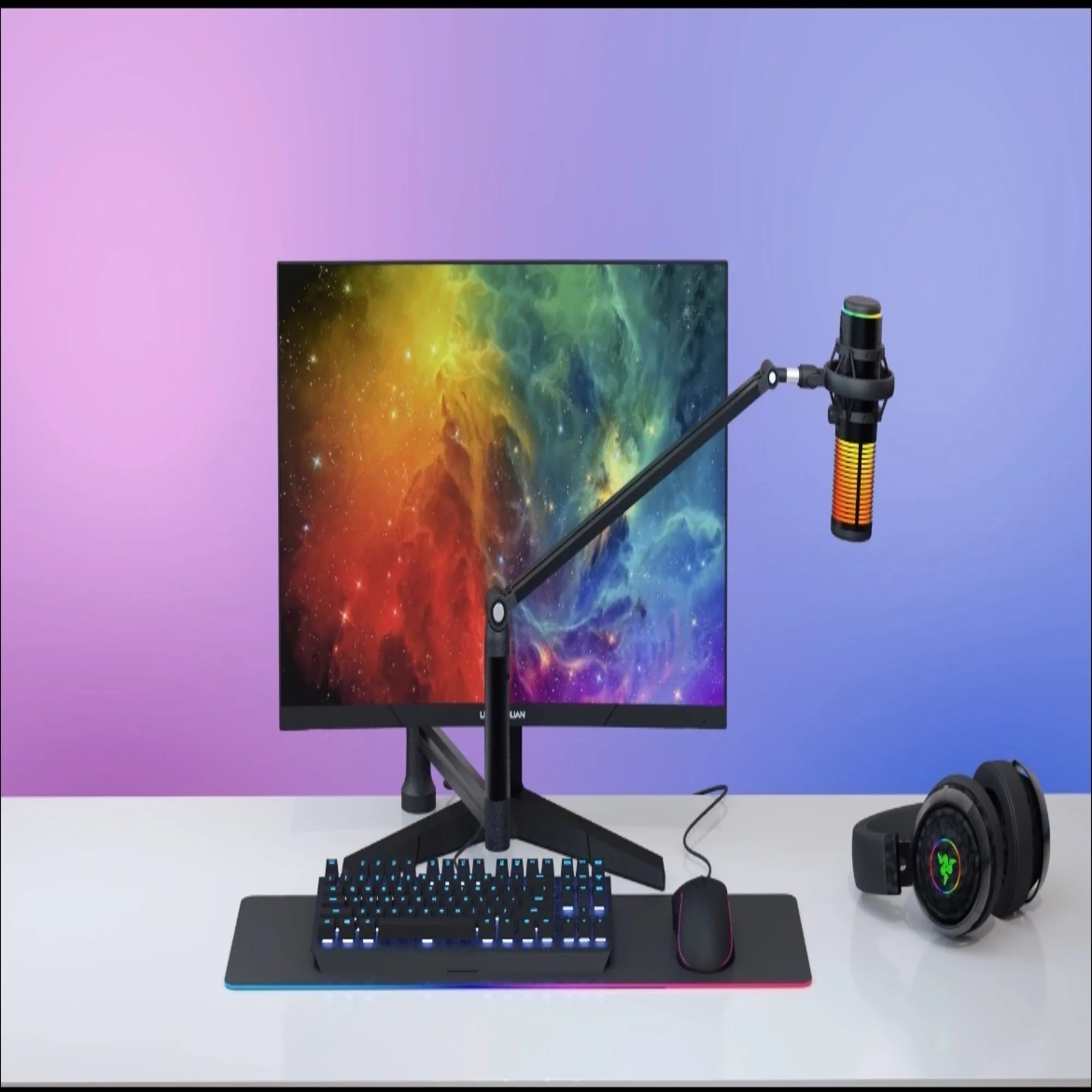 

MIC Arm, 360° Rotatable Microphone Stand with Desk Mount, Foldable Desk Mic Arm with 3/8'' to 5/8'' Screw Adapter