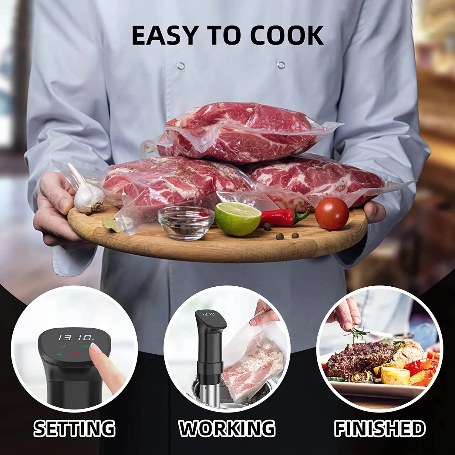 1800W Sous Vide Cooker Immersion Circulator Accurate Cooking With LED Digital Display Electric Stew Pot Vacuum Food Slow Cooker