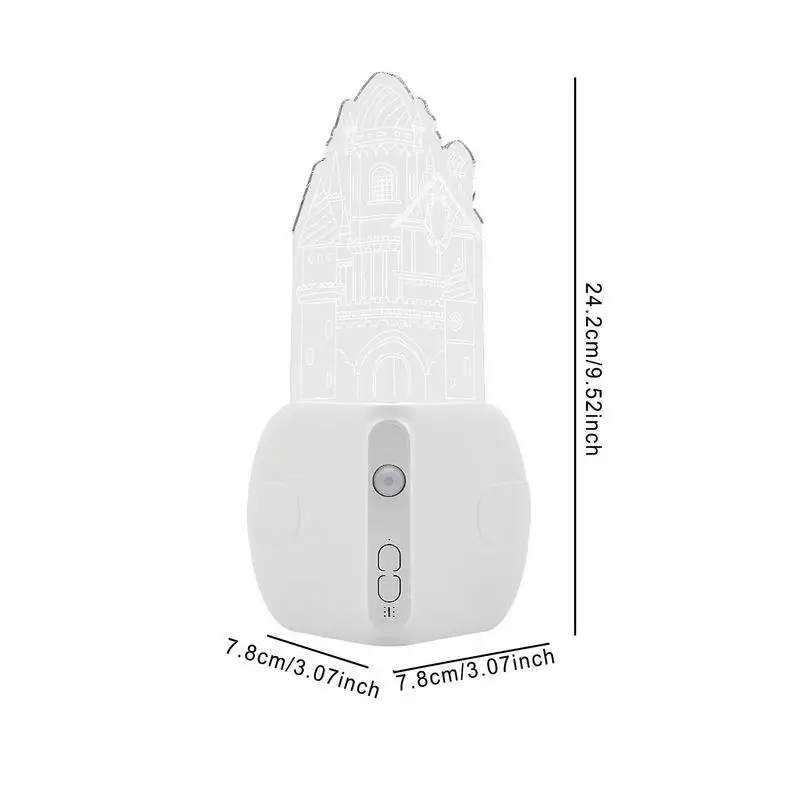Lámpara de luz nocturna Castle, Base magnética recargable, Sensor de esquina tipo C, acrílico, modo siempre encendido/detección, lámpara de mesa
