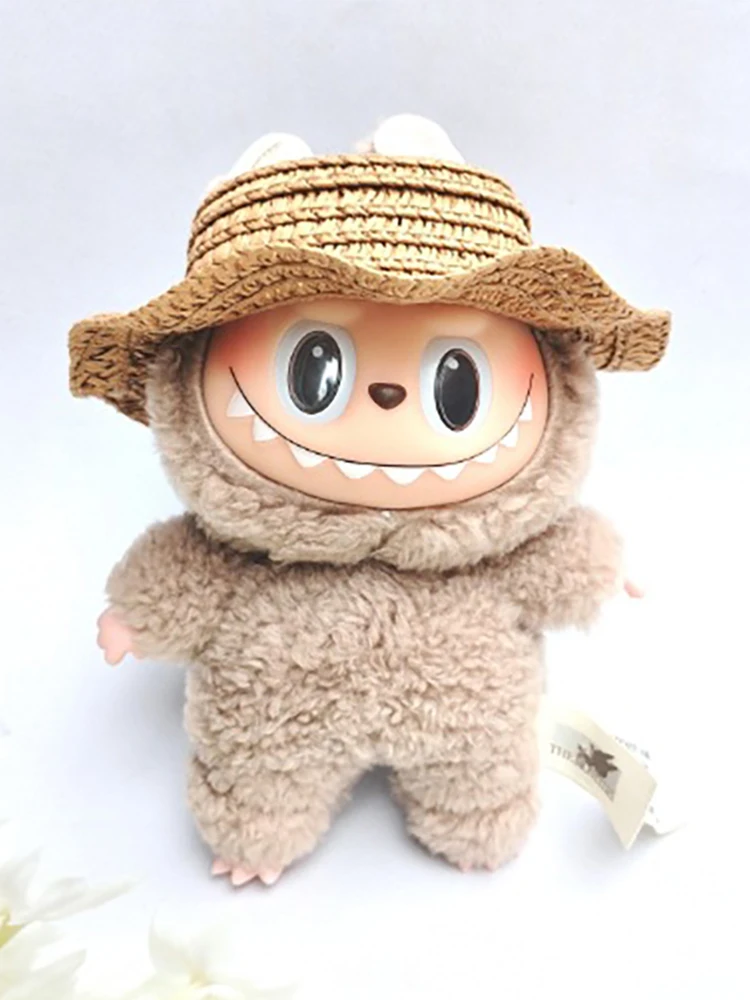 For Sitting Party Labubu Hat Open Top Straw Hat Woven Hat Labubu outfit Accessories