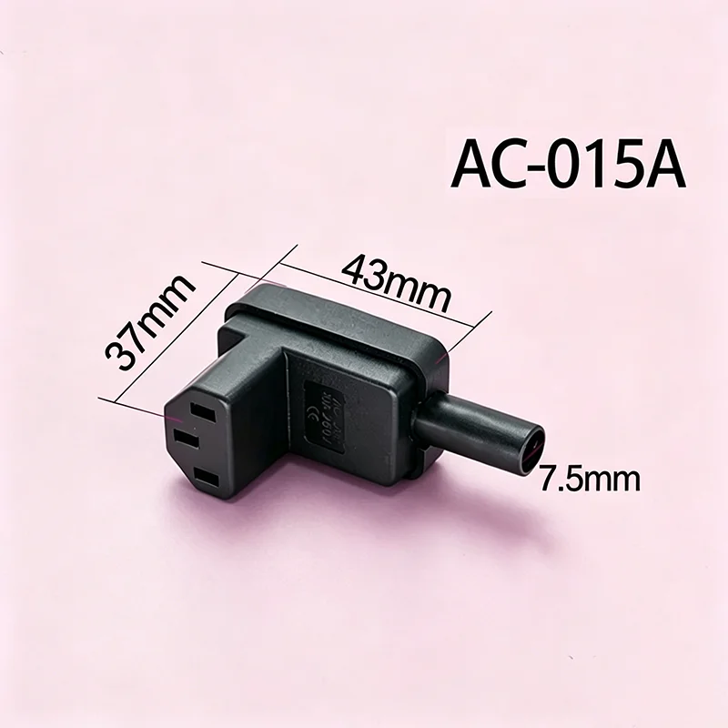 AC-015A AC-04E 3 Pin IEC C13 C14 AC Power Connector Set Right Angle Male Female Plug Socket Pure Copper