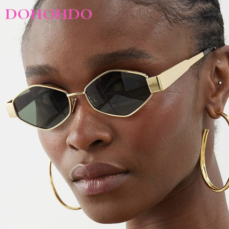 

Vintage Men Women Sunglasses Retro Metal Frame Polygon Sunglasses Trendy Fashion Shades Y2K Accessories Protection Eyewear UV400