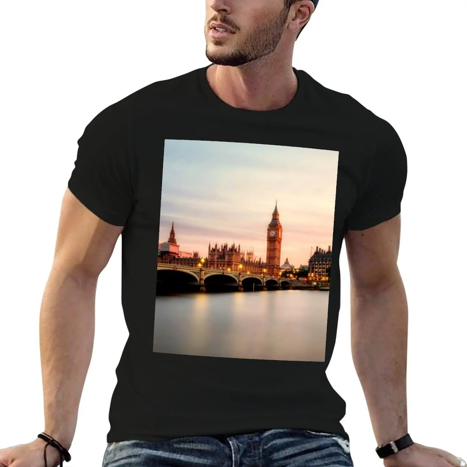 Big Ben bridge T-Shirt man clothes vintage anime figures vintage t shirts cotton t shirt men