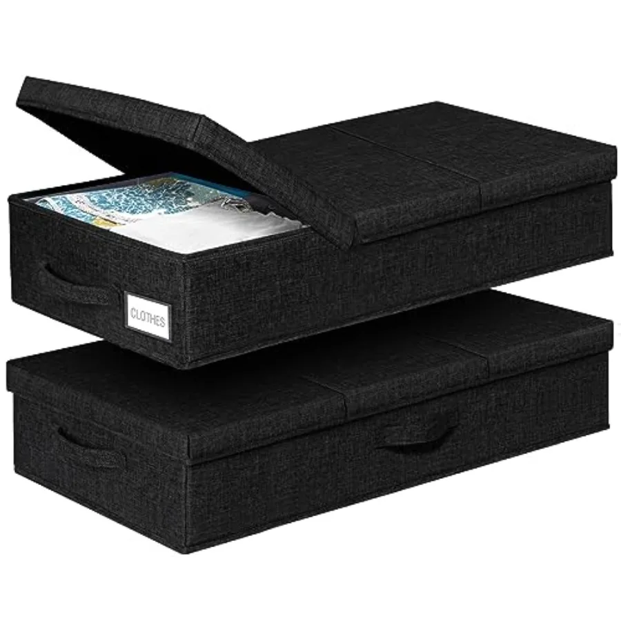 

Under Bed Storage Containers Set of 2 Low Profile Under Crib Storage Bins With Lid Large Sturdy Under Bed Clothes Drawer Organi