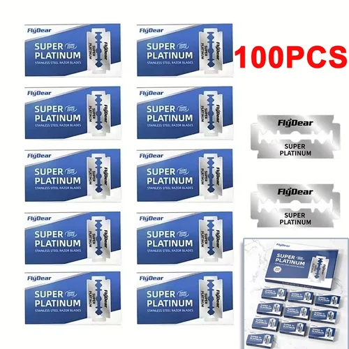 100 uds/10 Uds. Cuchillas de afeitar de seguridad de doble filo de acero inoxidable herramienta de depilación de afeitado de peluquero profesional para hombres