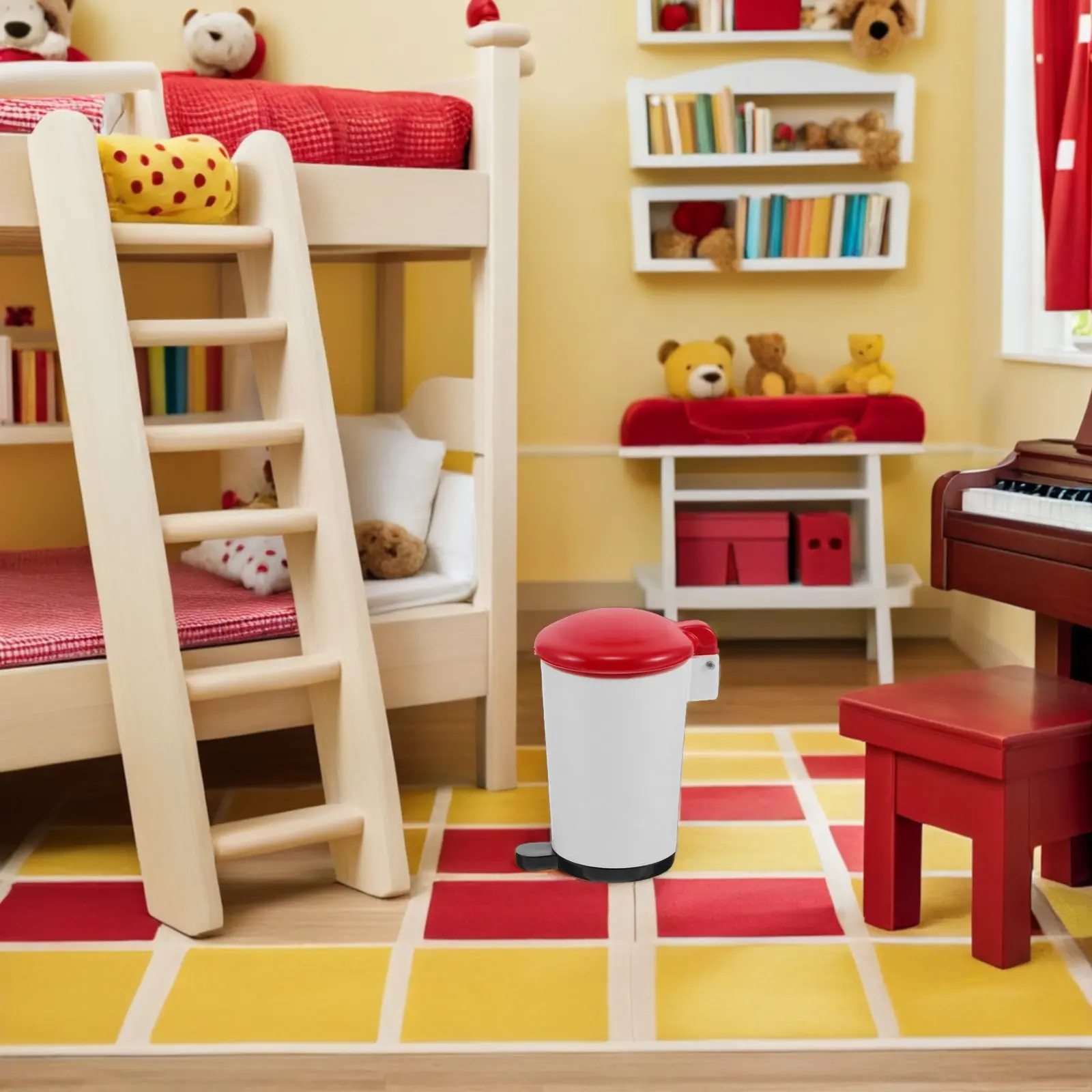 

Миниатюрная настольная мусорная корзина для декора кукольного домика, компактная, универсальная, для миниатюрных домиков, мини-урна для мусора