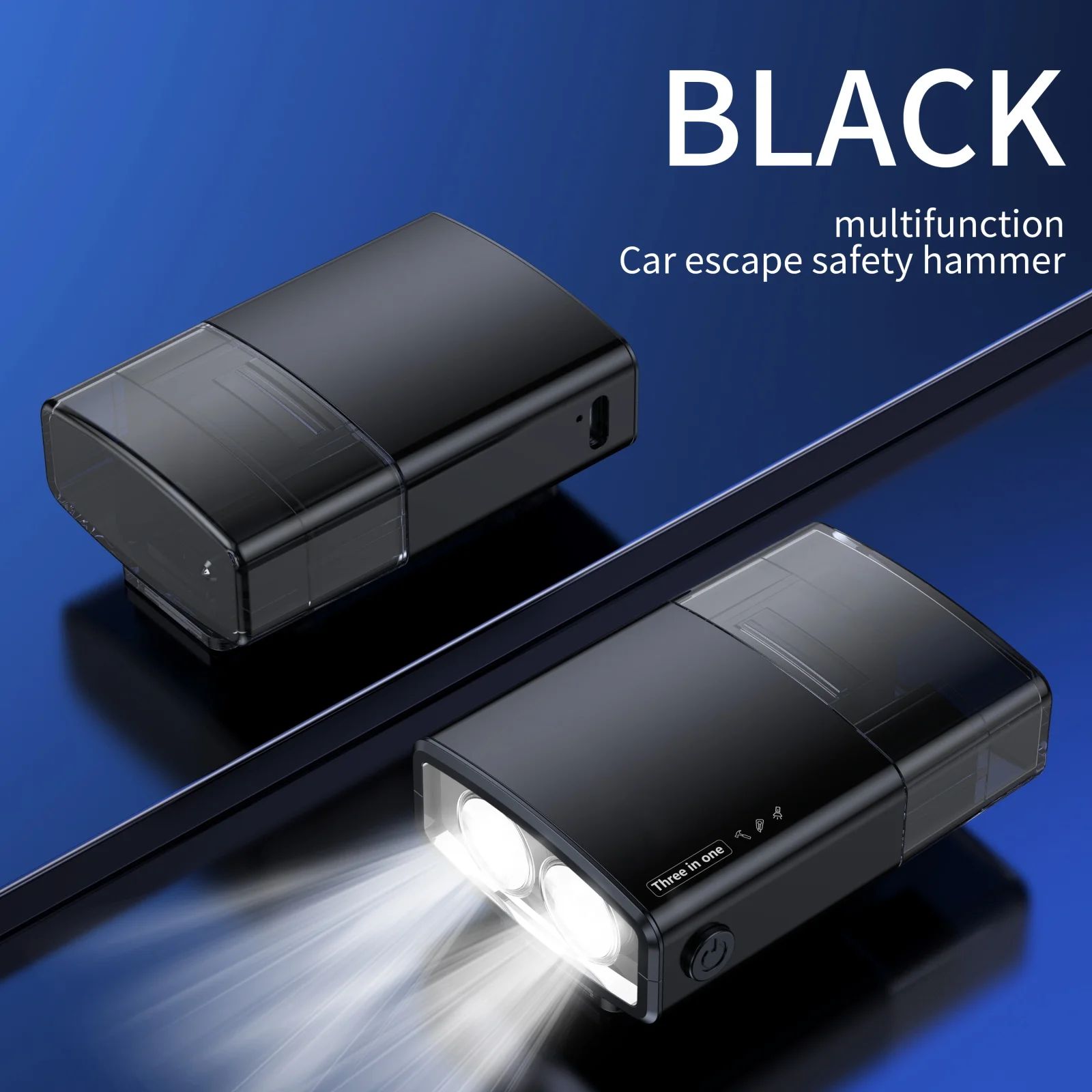 Martello di sicurezza per auto 3 in 1 Martello di sicurezza per auto defesa per finestrino in vetro Stick Taglierina per cintura di sicurezza Martello di sicurezza per auto di emergenza con torcia