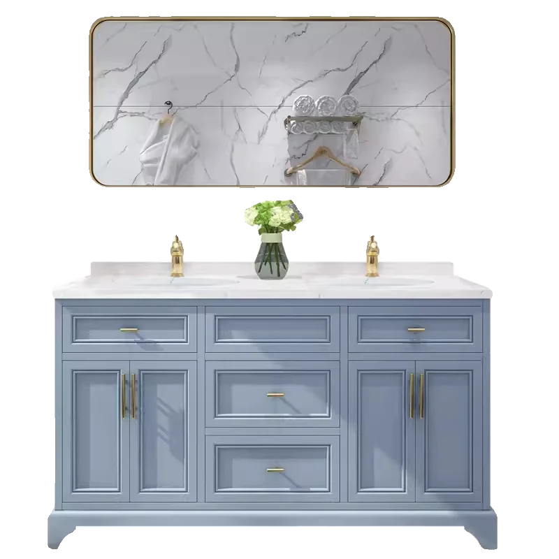 Slate solid wood bathroom cabinet combination floor-to-ceiling modern light luxury bathroom washstand