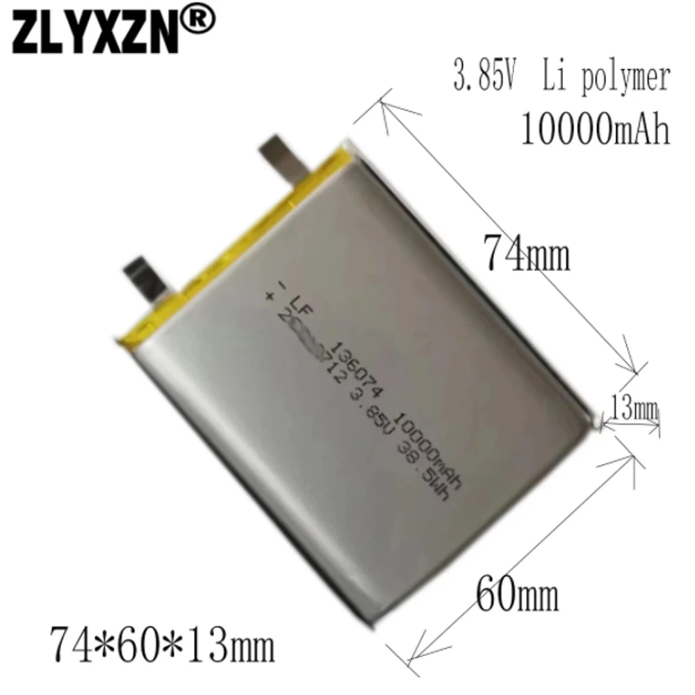 1-12 szt. 136074 10000mAh 3.85V litowo-polimerowe ogniwo zamienne do mobilne źródło zasilania DIY, akumulator wysokiego napięcia 3.7V