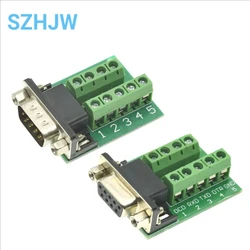 D-Sub 9pin Solderless Connectors DB9 RS232 Serial to Terminal Female Male Adapter Connector Breakout Board