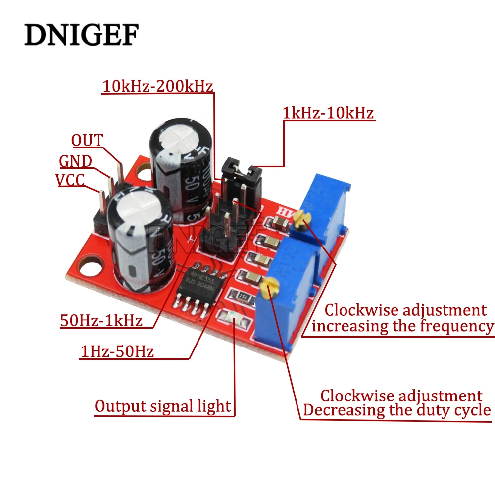 NE555 Pulse Frequency Duty Cycle Adjustable Module Square Wave 5V-12V Signal Generator