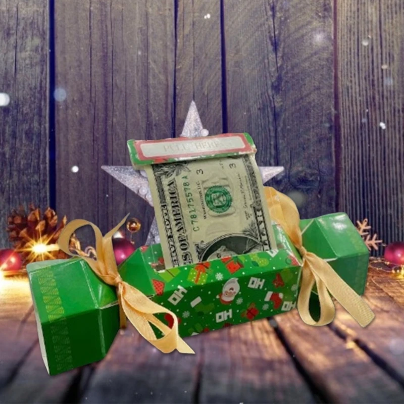 Fashionable Holiday Cash Gift Pouches Christmas Money Pull Pouches In Candy Storage and Snowflakes Party Supplies