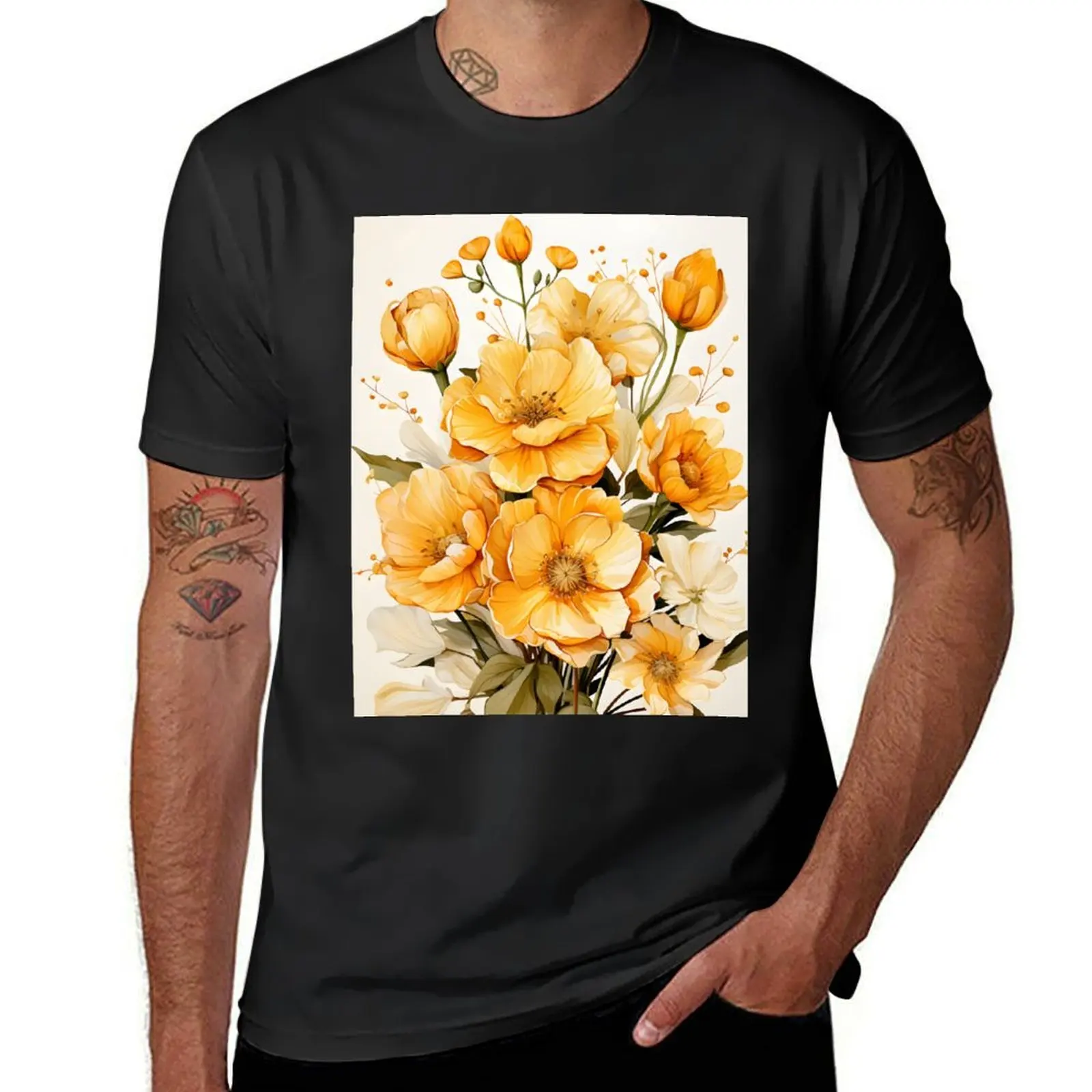 Whirlwind of Petals: Dynamic Floral Expression T-shirt funnys plus size tops summer tops Men's t shirts