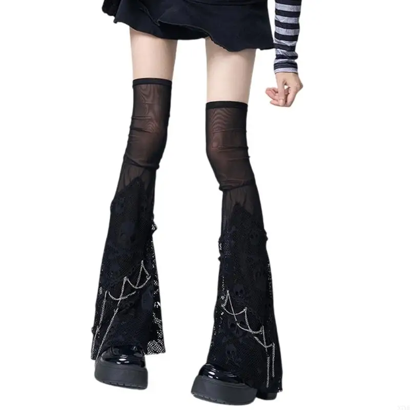 

N7YE Lolitas Long Thigh High Socks Lace Up Leg Warmers Boot Cuffs Summer Leg Sleeves