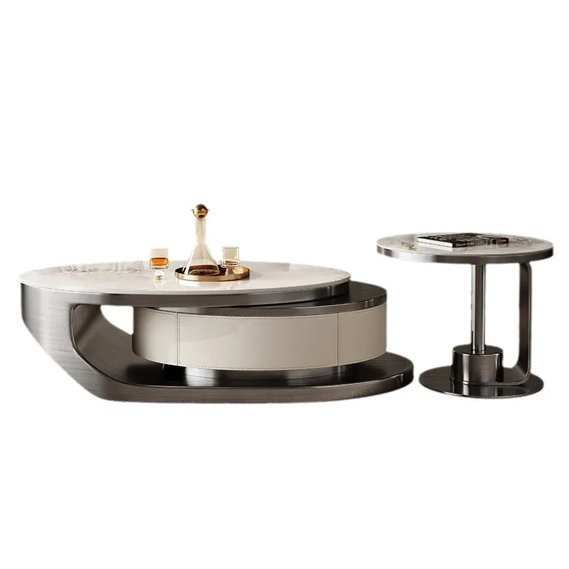 Quiet Luxury Stone Top Tea Table Compact Size Removable Cover Eco Friendly Rust Proof Sustainable Materials