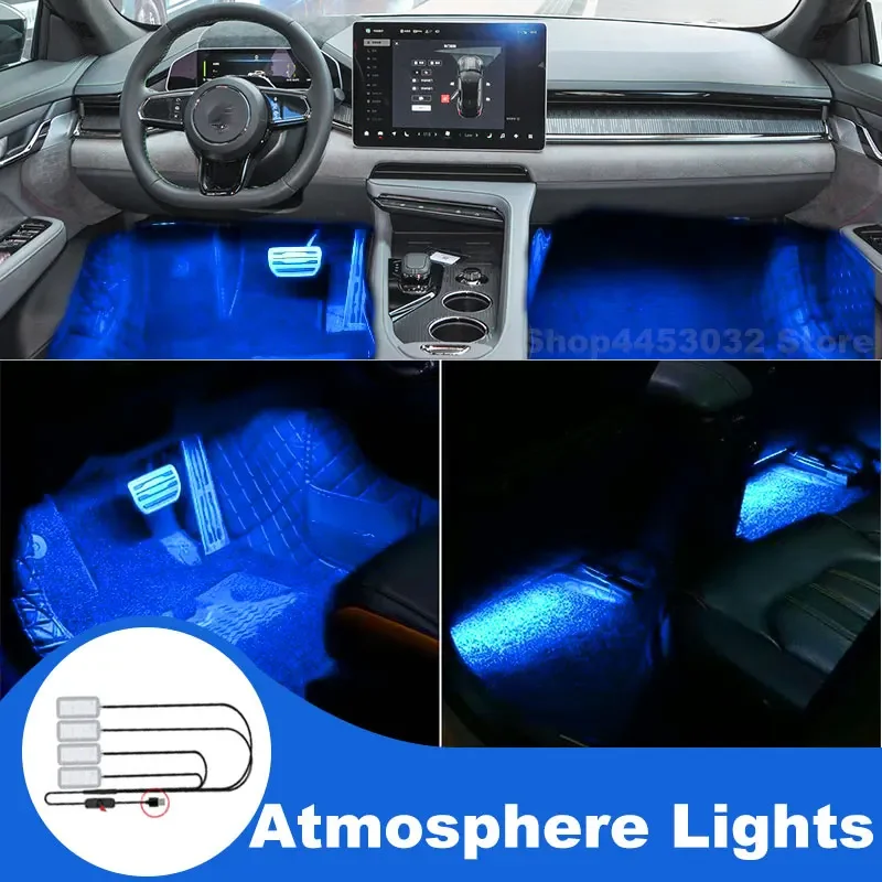 USB Interior Lights For ZEEKR X 001 009 2021 2022 Led Foot Ambient Light Interieurs Voiture Blue Decorative Lamps