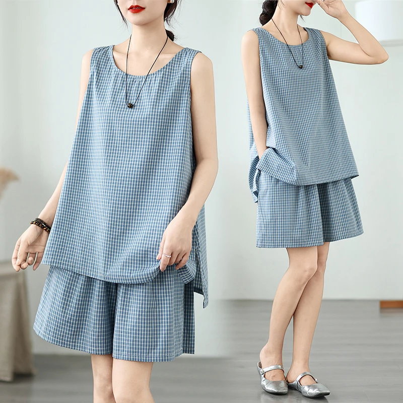 

Fashionable plus Size Women's Cotton Linen Set Casual Summer New Style Two-Piece Suit Comfortable Breathable Long Sleeve Shirt