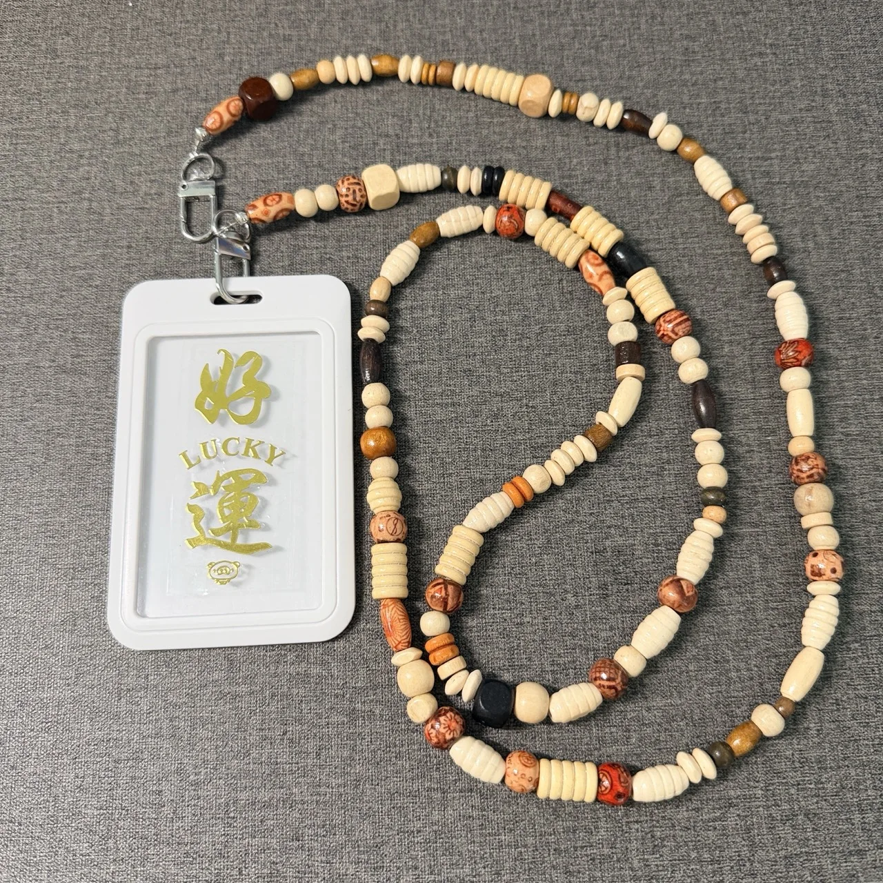 Wood Handwoven Rope Buddha Pattern Metal Phone Sticker Anti-lost Lucky Card Holder