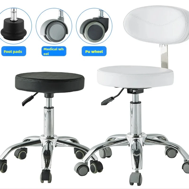 Adjustable Rolling Saddle Stool Chair Heavy-Duty Work Chair with Backrest and Wheels for Salon Office or Clinic Use