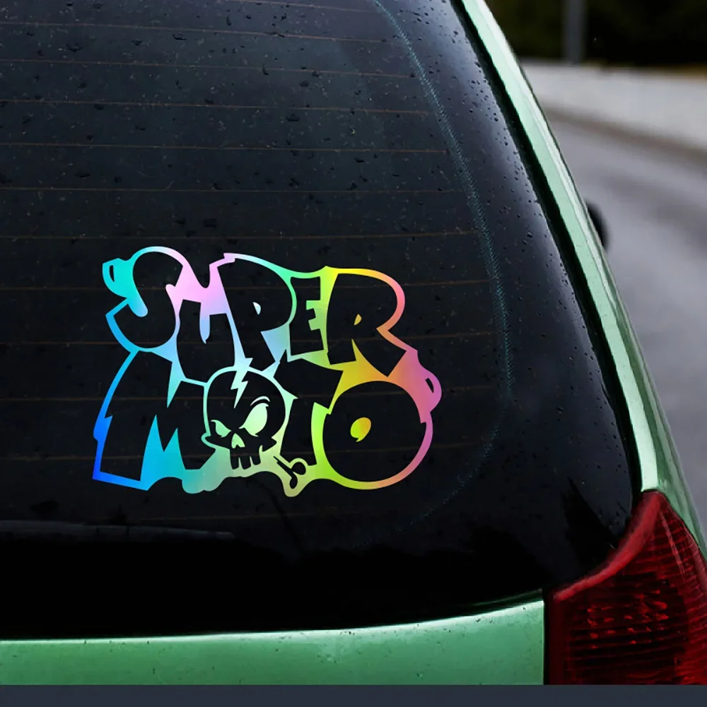 1PC Holographic Super Moto Sticker for Car Motorcycle Exterior Personalized Motocross Culture Decal