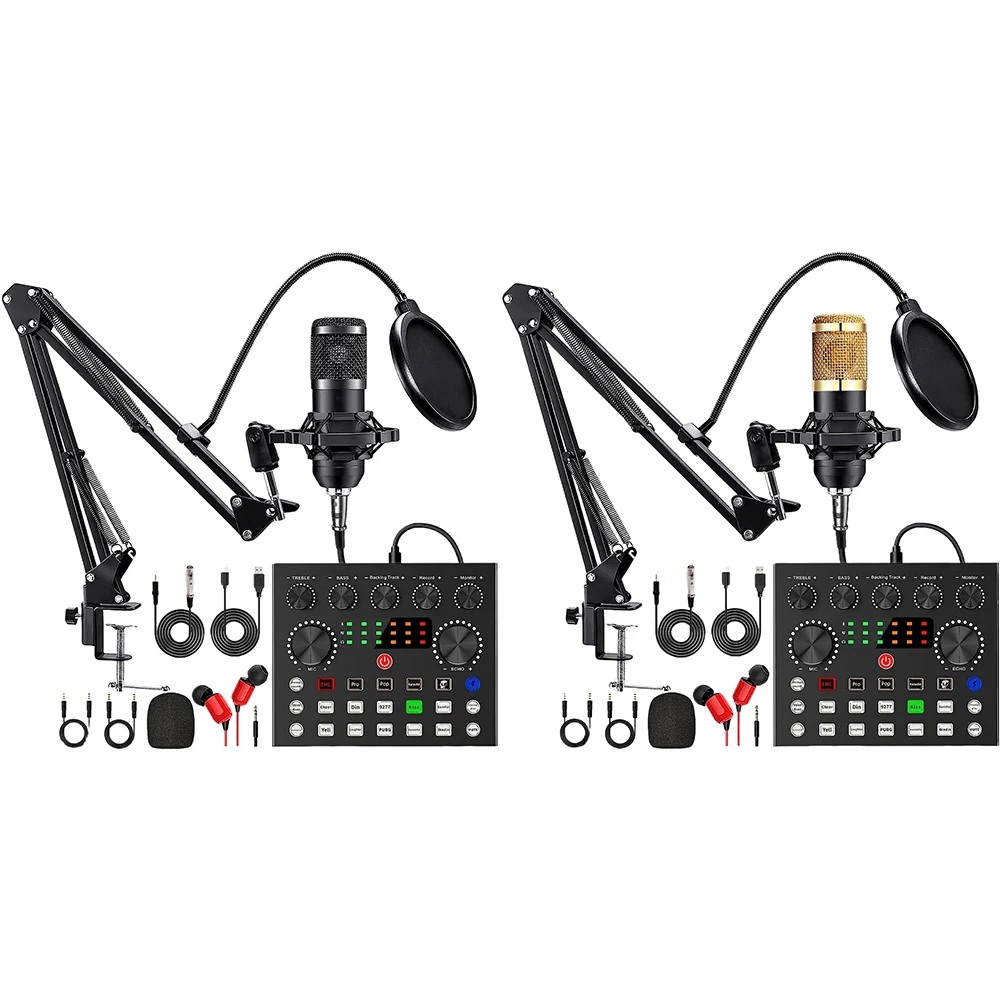 Podcast Equipment Bundle with BM800 Microphone and V8 Sound Card Podcast Equipment Perfect for Podcasting Gaming Music Recording