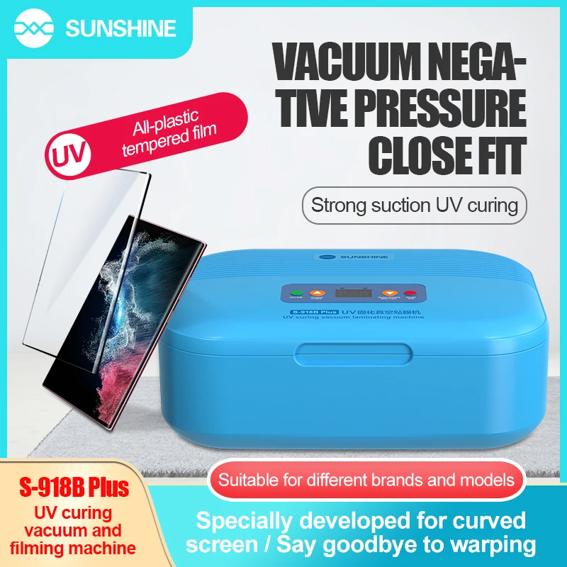 SUNSHINE S-918B Plus UV Curing Vacuum Laminating for Straight Curved Screen Cell Phone Green Oil Fast Curing OCA Film Machine