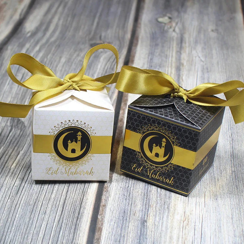 

100pcs Letters Wedding Candy Box EID Mubarak chocolate New Ramadan decoration Moon Paper Box коробка