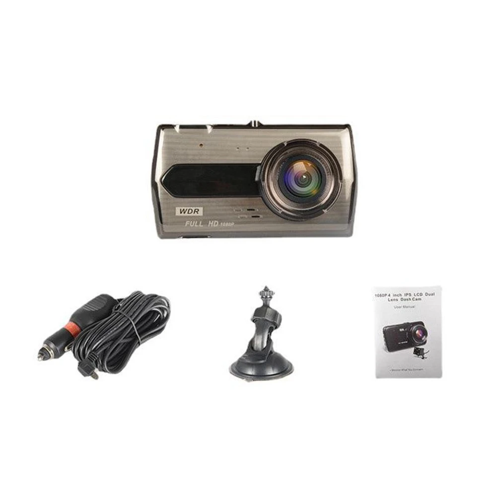 4-Inch IPS HD Wide-Angle 6E Driving Recorder Double Recording 1080P Non-Light Night Vision Car Driving Recorder F