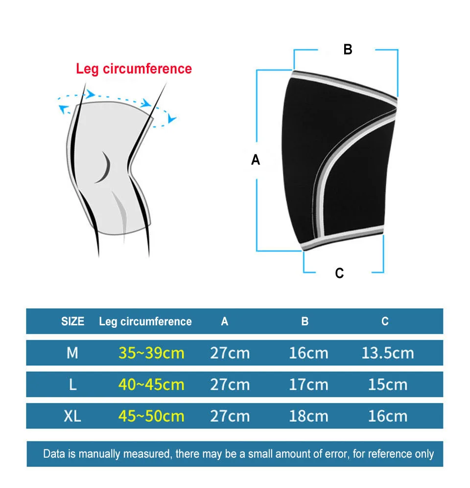 AOLIKES Gym Kniestrümpfe für Männer und Frauen (Paar) | 7 mm dicke Neopren-Kompressions-Kniebandagen | Für Kniebeugen, Gewichtheben – Detail 12